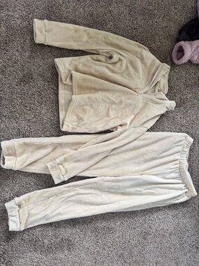 Cozy Cream Fleece Zip Jacket and Jogger Set